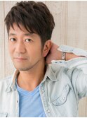 40代50代ダークアッシュワイルドツーブロックショートU上尾