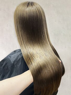 ヘアーアイストゥーレ(HAIR ICI TRE) 大人可愛いオリーブグレージュブリーチなし透明感ロング