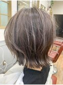 チョコレートブラウン×ふんわりショートボブ