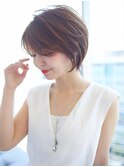 絶壁解消ひし形小顔30代40代50代前髪なしショートボブ【中村】