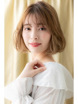 カバーヘア ブリス 戸田公園西口店(COVER HAIR bliss) ■透明感アプリコットオレンジAラインボブ37-2戸田公園10代20代