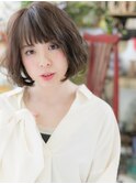 ★黒髪グレイアッシュ大人かわいいくせ毛風ボブ10代20代30代★8