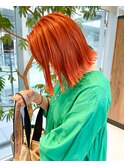 ケアブリーチ☆オレンジカラー☆切りっぱなし
