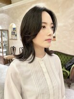 モテ髪ミディアムレイヤー/レイヤーカット/黒髪/20代30代40代