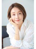 大人可愛い前髪×艶髪×水素カラーグレーベージュことりベージュ