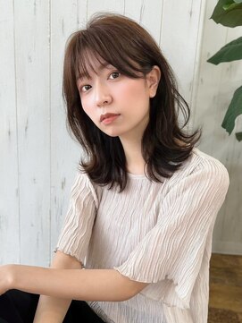 アグ ヘアー メルト 明大前店(Agu hair melt) 《Agu hair》ミストバング×暗髪鎖骨下ミディ