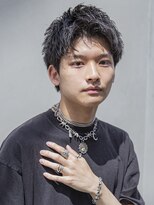 アッシュブラックマッシュパーマウルフカルマパーマ