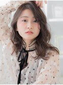 かきあげ前髪アシンメトリー抜け感ロングTb6越谷20代30代40代