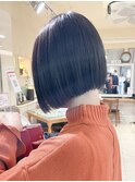 横浜タッセルボブショコラブラウン切りっぱなしボブショートボブ