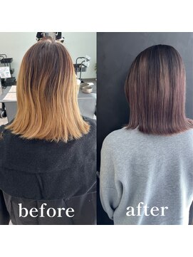 ガルボヘアー 桟橋店(garbo hair) グラデーションカラー パープルベージュ 透明感 大人カラー