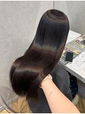 ブリーチなしマロンブラウン髪質改善縮毛矯正酸性ストレート