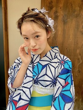 スリープ(Three-p.) 浴衣ショートニュアンスヘアアレンジ♪