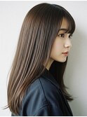 ナチュラルストレート/ココアブラウン/艶髪/エアストレート/清須