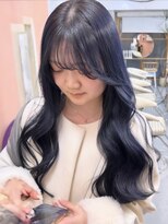 プネル(punel)&nbsp;原宿　ブルーブラック ブルーラベンダー　ダブルカラー