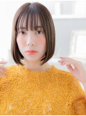 内巻きボブ/ストレートボブ/小顔カット/ショコラブラウン/30代g