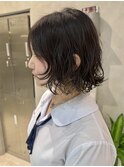 ドライウェーブパーマ顔まわりレイヤーボブ【上岡】