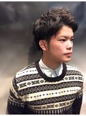 無造作パーマスタイル【上野】<理容室>/メンズ/ショート>