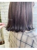 切りっぱなしボブ×透明感カラーダークブラウンアッシュ