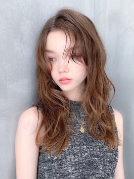 ケアリー 流山おおたかの森(Carelly) 大人かわいい前髪セシルカットココアブラウンフリンジウェーブ