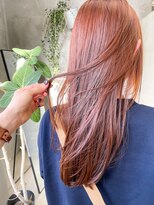 テトヘアー(teto hair)&nbsp;オレンジカラー　オレンジブラウン　明るめカラー　艶　ロング