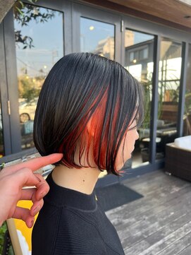 ソレイユトウキョウシブヤ(SOLEIL TOKYO shibuya) ショートミニボブブリーチオレンジインナーカラー
