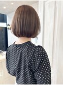 福山市美容室Caaryボブ・ミニボブ透明感ナチュラルベージュ