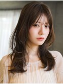 ☆レイヤーカット毛先ワンカールくせ毛風カール薄めバングデジパ