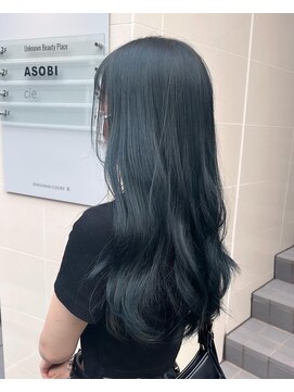 アソビセカンド 原宿(ASOBI 2nd) ブリーチなしwカラー　ネイビーブラック　透明感