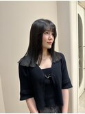 暗髪グレージュ×切りっぱなしミディ☆