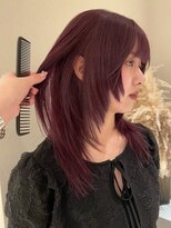 ノラギンザユー(NORA GINZA/U)&nbsp;顔まわりカット顔まわりレイヤーボルドーカラーワインレッド