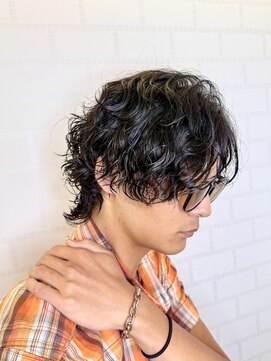 無造作グランジパーマ×束感マッシュ×濡れ髪センターパート