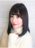 ストレート／清楚黒髪ミディ