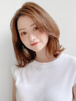 小顔前髪Aラインボブイヤリングカラーかきあげマロンベージュ♪
