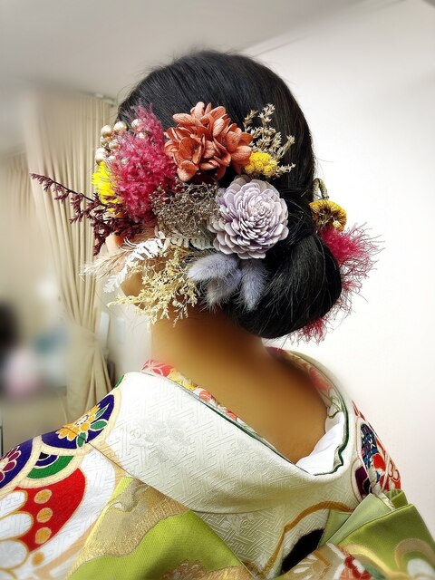 成人式前撮り 着付け ヘアセット メイク 髪飾り 茨城 水戸