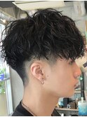 ツイストスパイラルパーマメンズマッシュ波巻きスパイラルパーマ