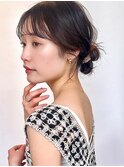 セミディ/シアーカラー/ダークアッシュ/姫カット/ヘアアレンジ