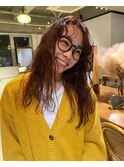 ピンクオレンジベージュ暖色カラーブリーチなしダブルカラー