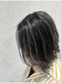 白髪ぼかし シルバー、グレーハイライト