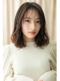 エンドカラーウェットヘア黒髪抜け感ミディアムY戸頭20代30代
