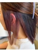 切りっぱなしスタイル＋ハイライト＋インナーカラー