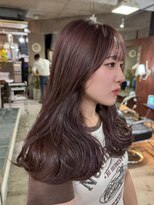 モモ(momo)&nbsp;インナーカラーイヤリングカラーダブルカラーラベンダーグレ前髪