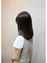 スーリール 福岡別府店(Sourire)&nbsp;顔周りレイヤー　ナチュラルベージュ　セミロング　別府美容室