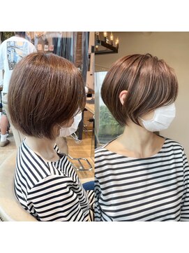 バンプ ギンザ(BUMP GINZA) 30代、40代/丸みくびれショートボブ×白髪染めハイライト/大宮