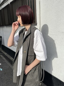 オムズドット(om's dot) ミニボブ×赤髪(お客様スタイル)