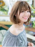顔まわりレイヤー無造作カール小顔ボブパーマc6大宮20代30代40代