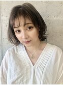 くびれボブ小顔レイヤーカット大人ニュアンスカラー暗髪アッシュ