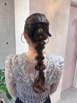 編みおろしポニー/ヘアセット/ロング