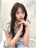レイヤーカットダークブラウンカラー韓国ヘア