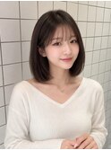 ワンホンレイヤ ー×ダークブルー[デジタルパーマ/ボブ/韓国]