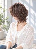 大人の抜け感レイヤーウルフ×透明感アッシュブラウン